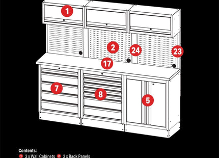 Draper BUNKER Modular Storage Combo with Hardwood Worktop (14 Piece) 04411 Draper - Town Tools 