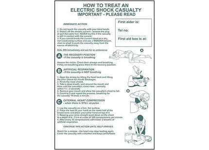 Scan How To Treat An Electric Shock Casualty - PVC Sign 400 x 600mm Scan - RockBottom Nothampton