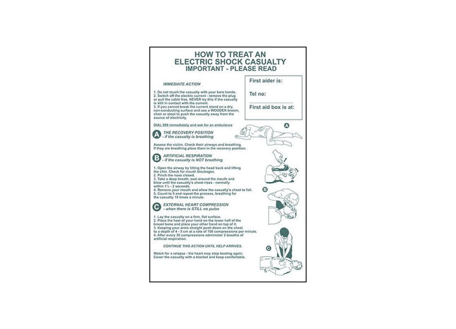 Scan How To Treat An Electric Shock Casualty - PVC Sign 400 x 600mm Scan - RockBottom Nothampton