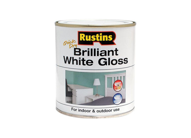 Rustins Quick Dry Brilliant White Gloss 500ml Rustins - RockBottom Nothampton