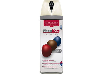 Plastikote Twist & Spray Satin Porcelain 400ml PlastiKote - RockBottom Nothampton