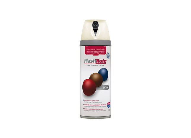 Plastikote Twist & Spray Satin Porcelain 400ml PlastiKote - RockBottom Nothampton
