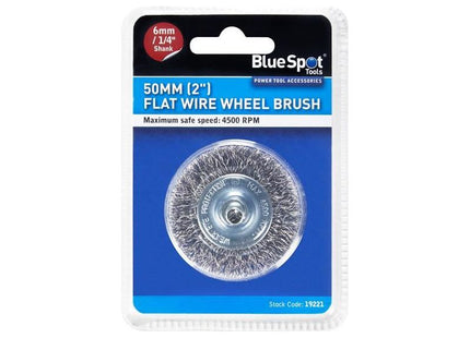 Bluespot Tools Flat Steel Wire Wheel Brush 50mm x 6mm Arbor BlueSpot Tools - RockBottom Northampton