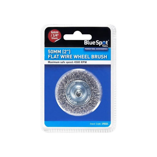 Bluespot Tools Flat Steel Wire Wheel Brush 50mm x 6mm Arbor BlueSpot Tools - RockBottom Northampton