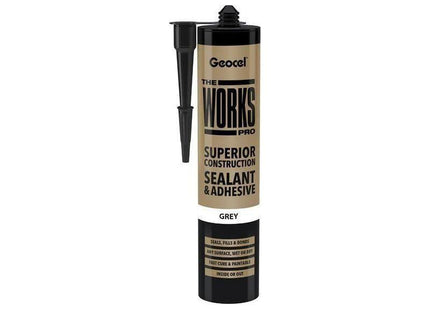 Geocel THE WORKS PRO Sealant & Adhesive Grey 290ml Geocel - RockBottom Northampton