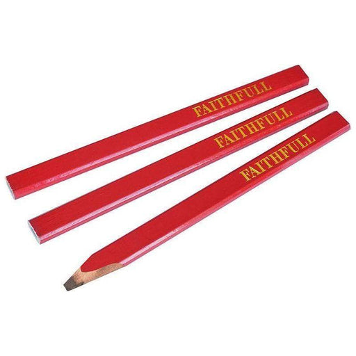 Faithfull Carpenter's Pencils - Red / Medium (Pack 3) Faithfull - RockBottom Northampton