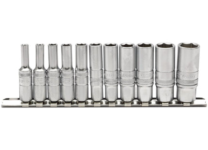 Draper Imperial Deep Socket on Metal Rail, 1/4" Sq. Dr. (11 Piece) 16491 Draper - Town Tools 