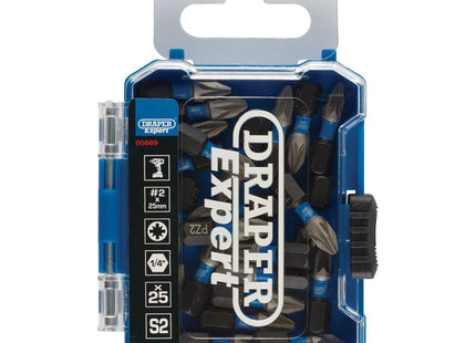 Draper Expert PZ-Type Impact Screwdriver Bits, No.2 x 25mm, 1/4" Hex (Pack of 25 Draper - Town Tools 