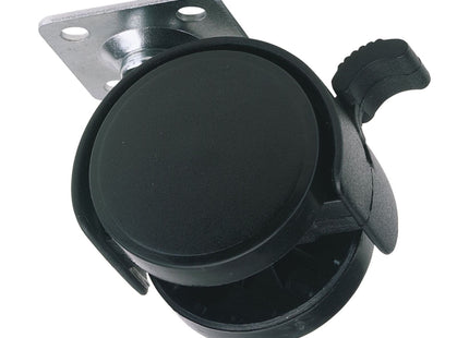 Draper Twin Nylon Plate Castor with Brake, 40mm Diameter, S.W.L. 25kg 65463 Draper - Town Tools 