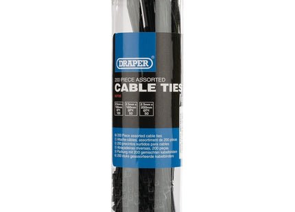 Draper Assorted Nylon Cable Tie Pack (200 Piece) 90725 Draper - Town Tools 