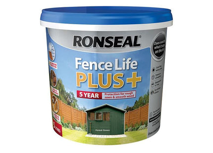 Ronseal Fence Life Plus+ Forest Green 5 litre Ronseal - RockBottom Nothampton