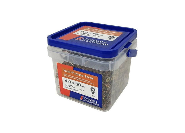 Forgefix Multi-Purpose Pozi Compatible Screw CSK ST ZYP 4.0 x 50mm Tub 900 ForgeFix - RockBottom Northampton