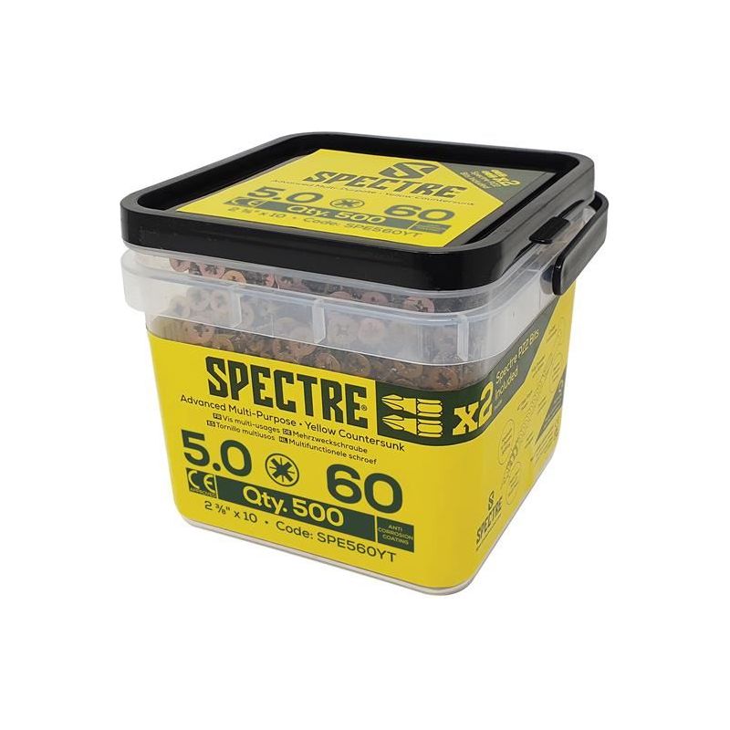 Forgefix Spectre™ PZ Compatible Wood Screw CSK ZYP 5.0 x 60mm Tub 500 ForgeFix - RockBottom Northampton