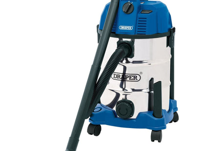 Draper Wet and Dry Vacuum Cleaner with Stainless Steel Tank, 30L, 1600W 20523 Draper - Town Tools 