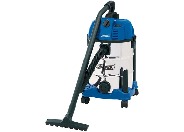 Draper Wet and Dry Vacuum Cleaner with Stainless Steel Tank, 30L, 1600W 20523 Draper - Town Tools 