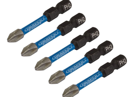 Draper Expert Cross Slot/PH Type Impact Screwdriver Bits, No.2 x 50mm, 1/4" Hex Draper - Town Tools 