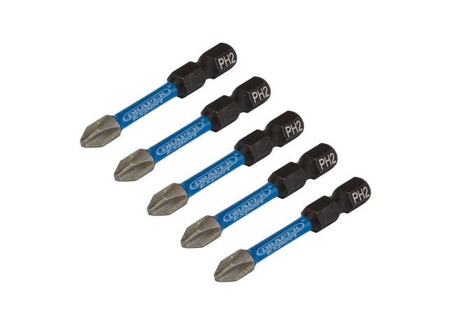 Draper Expert Cross Slot/PH Type Impact Screwdriver Bits, No.2 x 50mm, 1/4" Hex Draper - Town Tools 