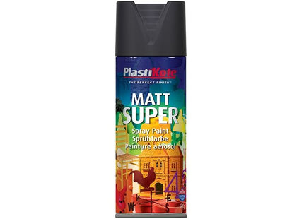 Plastikote Matt Super Spray Black 400ml PlastiKote - RockBottom Nothampton