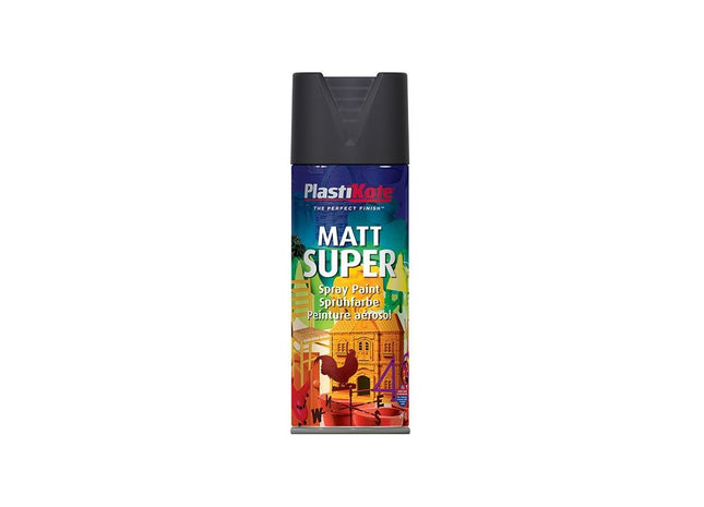 Plastikote Matt Super Spray Black 400ml PlastiKote - RockBottom Nothampton