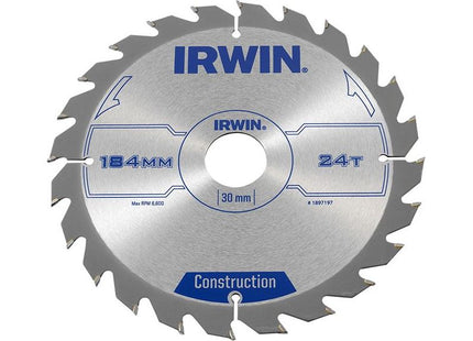 Irwin® Construction Circular Saw Blade 184 x 30mm x 24T ATB IRWIN® - RockBottom Northampton