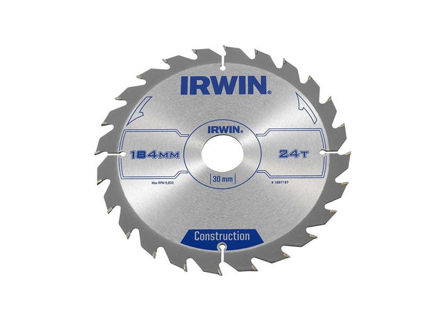 Irwin® Construction Circular Saw Blade 184 x 30mm x 24T ATB IRWIN® - RockBottom Northampton