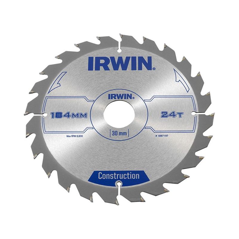 Irwin® Construction Circular Saw Blade 184 x 30mm x 24T ATB IRWIN® - RockBottom Northampton