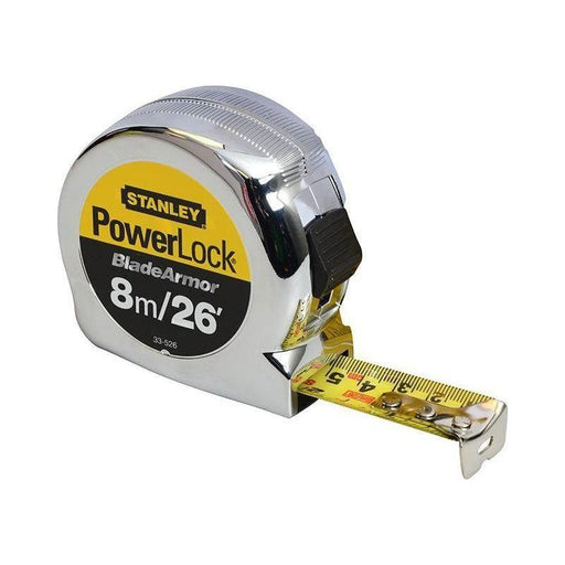 Stanley® Hand Tools PowerLock® BladeArmor® Pocket Tape 8m/26ft (Width 25mm) STANLEY® Hand Tools - RockBottom Nothampton
