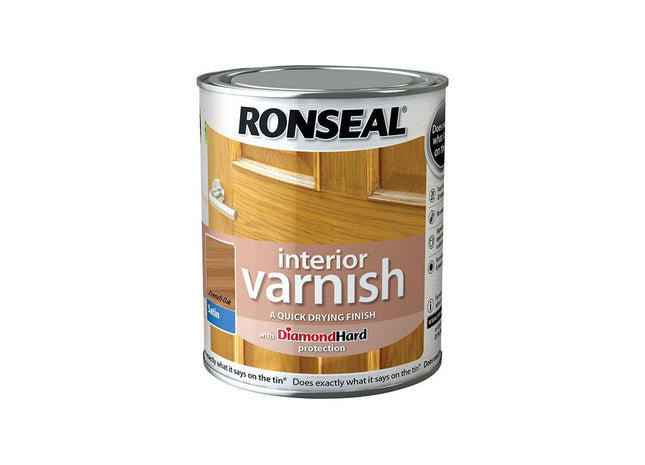 Ronseal Interior Varnish Quick Dry Satin French Oak 750ml Ronseal - RockBottom Nothampton