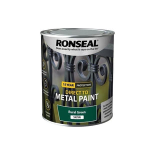 Ronseal Direct to Metal Paint Rural Green Satin 750ml Ronseal - RockBottom Nothampton