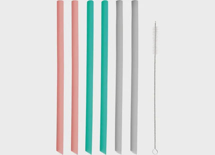 Pure Set Of 6 Silicone Straight Straws