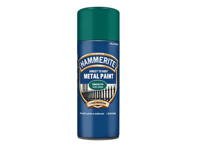 Hammerite Direct to Rust Smooth Finish Aerosol Dark Green 400ml Hammerite - RockBottom Northampton