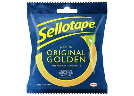 Sellotape Original Golden Sticky Tape - 1 Roll 24mm x 50m Sellotape - RockBottom Nothampton