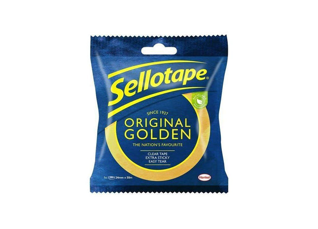 Sellotape Original Golden Sticky Tape - 1 Roll 24mm x 50m Sellotape - RockBottom Nothampton