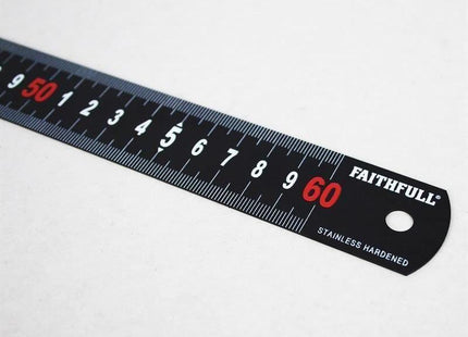 Faithfull Matt Black Stainless Steel Measuring Rule 600mm Faithfull - RockBottom Northampton