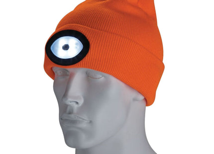 Draper Beanie Hat with Rechargeable Torch, One Size, 1W, 100 Lumens, High-vis Or Draper - Town Tools 