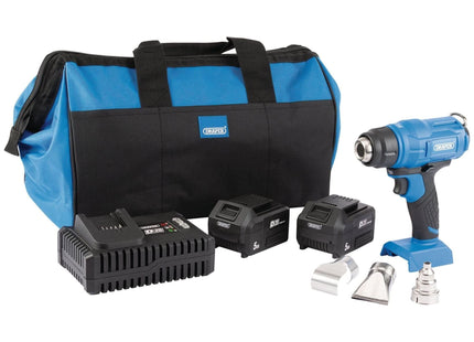 Draper D20 20V Heat Gun, 2 x 5.0Ah Batteries, 1 x Fast Charger, 1 x Bag 99737 Draper - Town Tools 