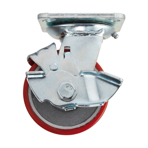 Swivel Plate Fixing Heavy Duty Polyurethane Wheel with Brake, 100mm Diameter, S.W.L. 250kg Draper - Town Tools