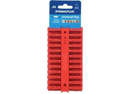 Rawlplug Red UNO® Plugs 6 x 28mm (Card 96) Rawlplug - RockBottom Nothampton