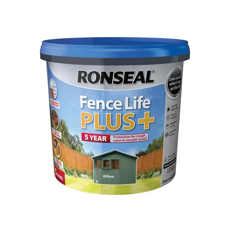 Ronseal Fence Life Plus+ Willow 5 litre Ronseal - RockBottom Nothampton