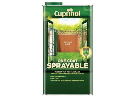 Cuprinol One Coat Sprayable Fence Treatment Autumn Gold 5 litre Cuprinol - RockBottom Northampton