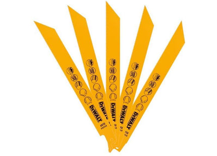 Dewalt Power Tools Bi-Metal Reciprocating Blade for Metal 203mm x 18 TPI (Pack 5) DeWALT Power Tools - RockBottom Northampton