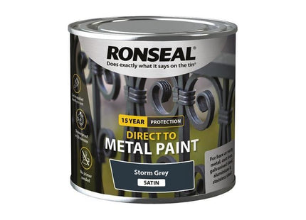 Ronseal Direct to Metal Paint Storm Grey Satin 250ml Ronseal - RockBottom Nothampton