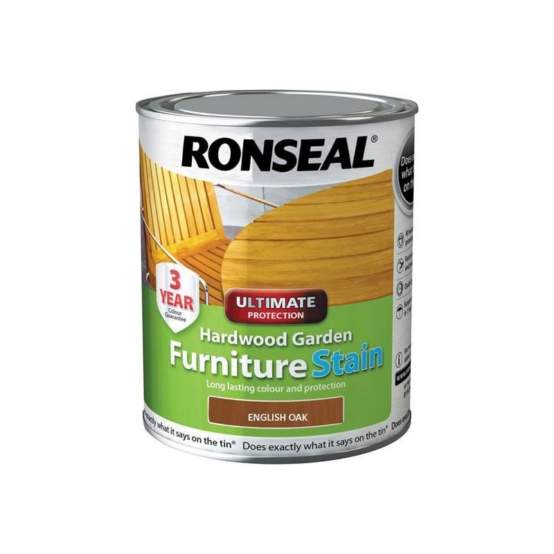 Ronseal Ultimate Protection Hardwood Garden Furniture Stain English Oak 750ml Ronseal - RockBottom Nothampton