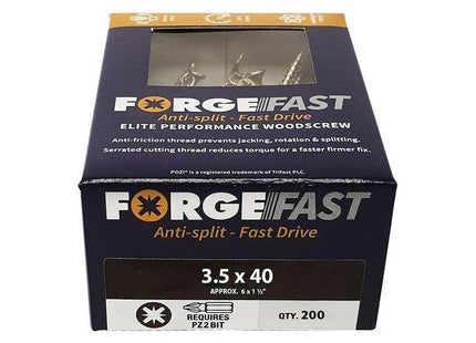 Forgefix ForgeFast Pozi Compatible Elite Performance Wood Screw ZY 3.5 x 40mm Box 200 ForgeFix - RockBottom Northampton