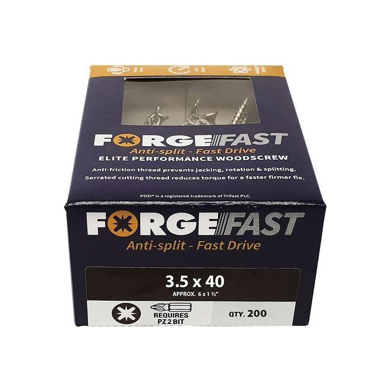Forgefix ForgeFast Pozi Compatible Elite Performance Wood Screw ZY 3.5 x 40mm Box 200 ForgeFix - RockBottom Northampton