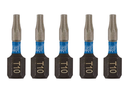 Draper Expert TX-STAR Impact Screwdriver Bits, T10 x 25mm, 1/4" Hex (Pack of 5) Draper - Town Tools 