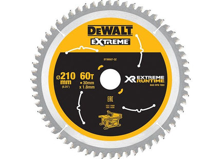 Dewalt Power Tools XR FlexVolt Table Saw Blade 210 x 30mm x 60T DeWALT Power Tools - RockBottom Northampton