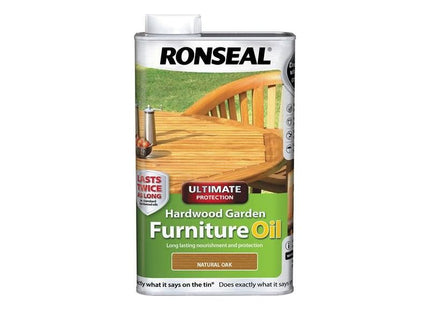 Ronseal Ultimate Protection Hardwood Garden Furniture Oil Natural Oak 1 litre Ronseal - RockBottom Nothampton