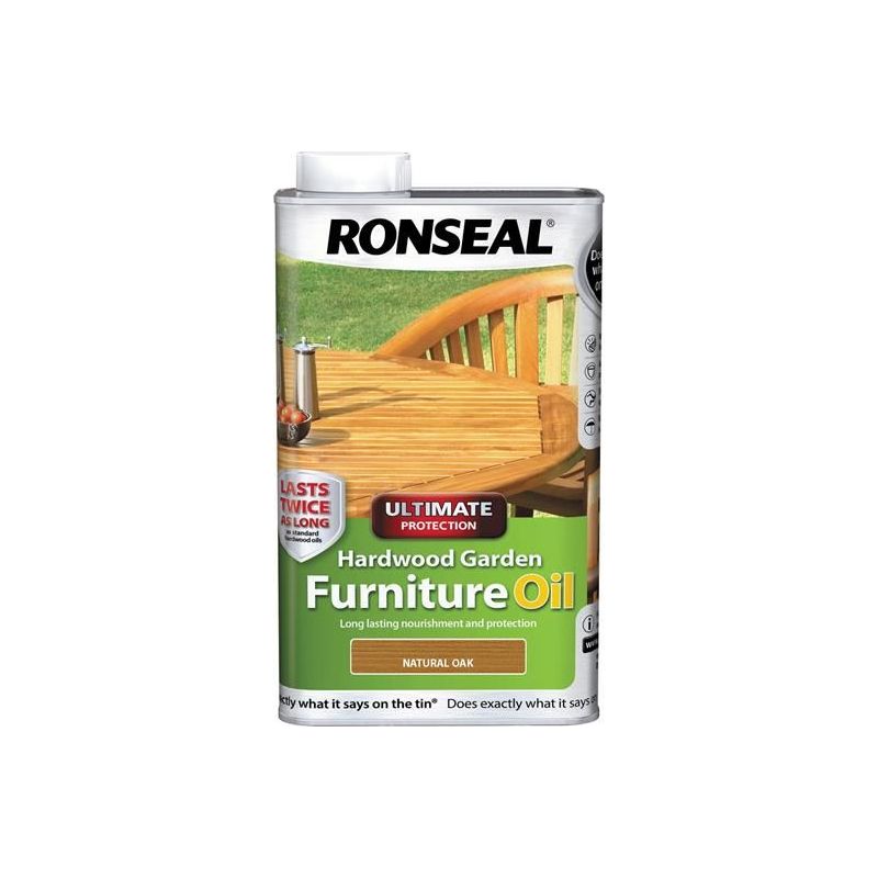 Ronseal Ultimate Protection Hardwood Garden Furniture Oil Natural Oak 1 litre Ronseal - RockBottom Nothampton