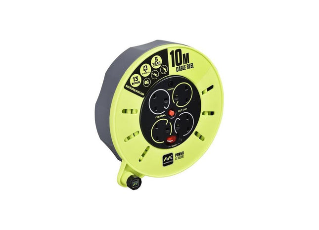 Masterplug PRO-XT Cassette Cable Reel 240V 13A 4-Socket 10m Masterplug - RockBottom Northampton